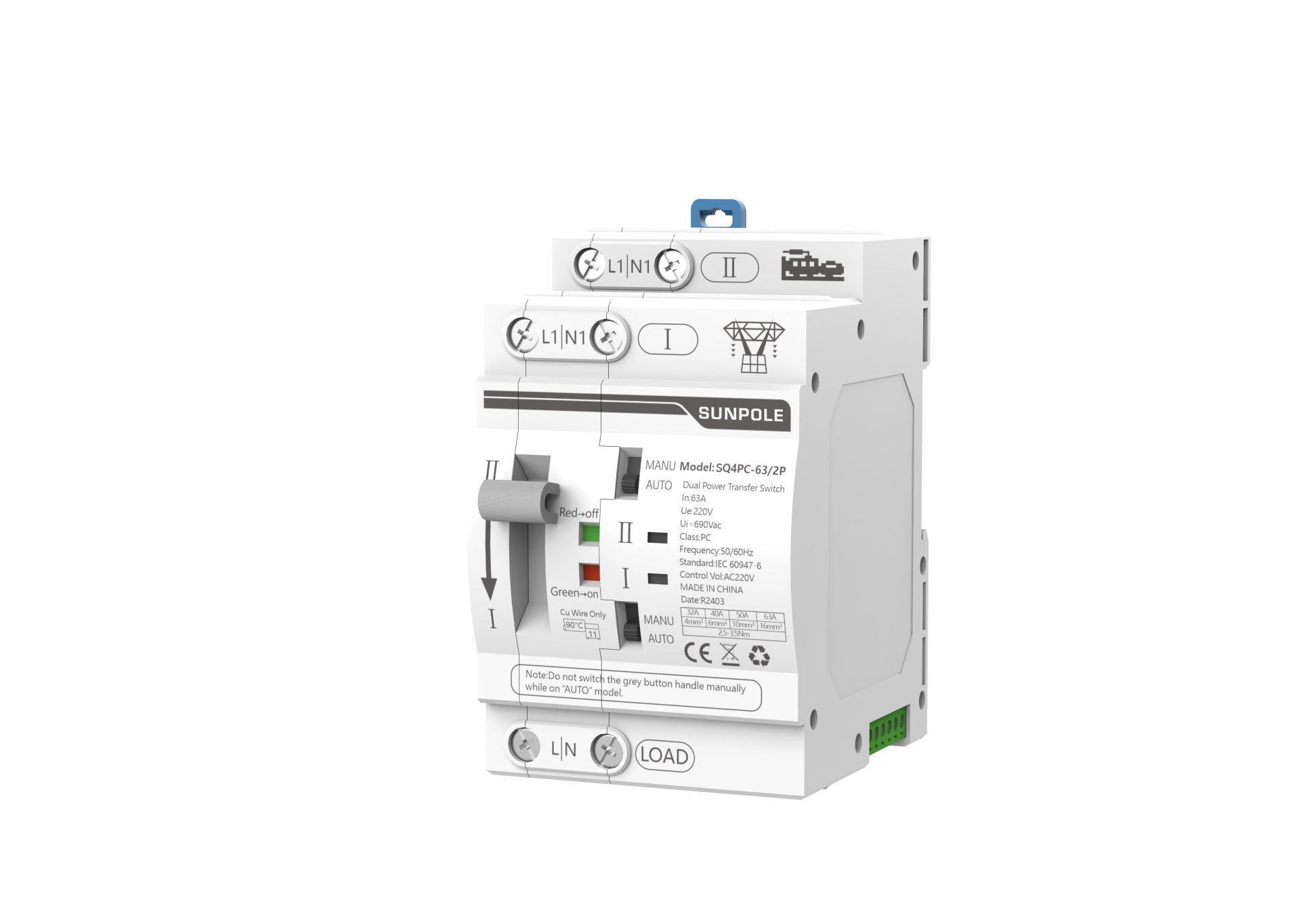 2P 30ms Dual Power Automatic Transfer Switch ATS