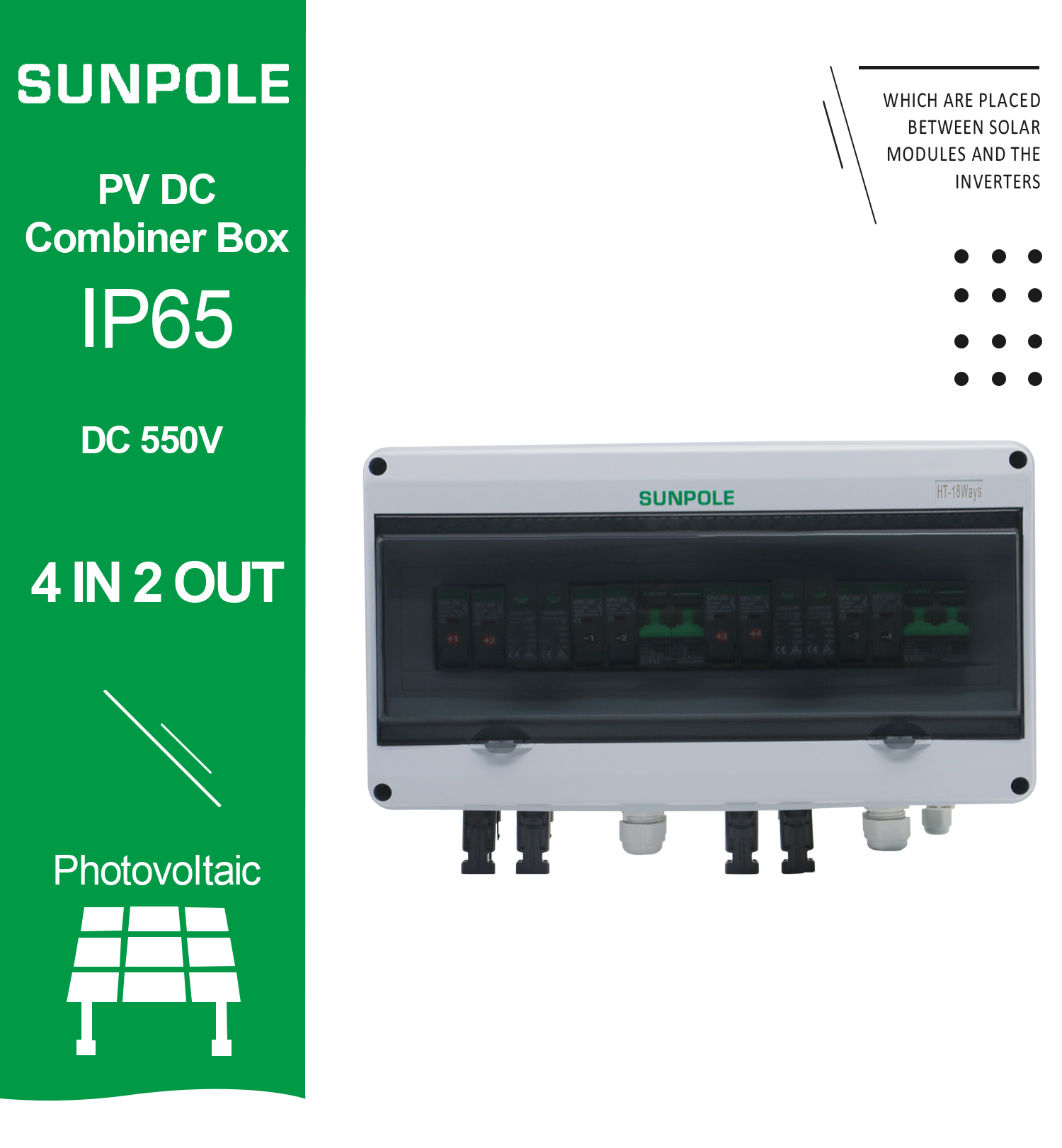 PV Combiner Box 4IN 2OUT 550VDC