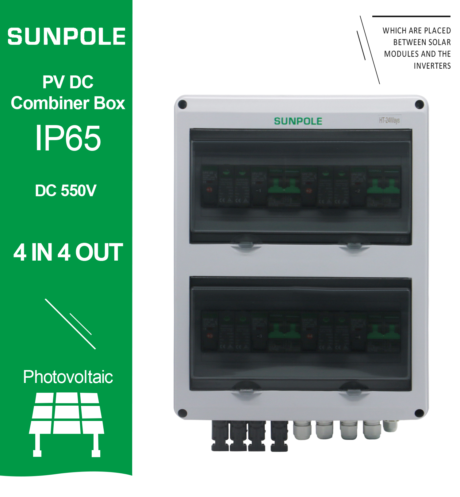 PV Combiner Box 4IN 4OUT 550VDC