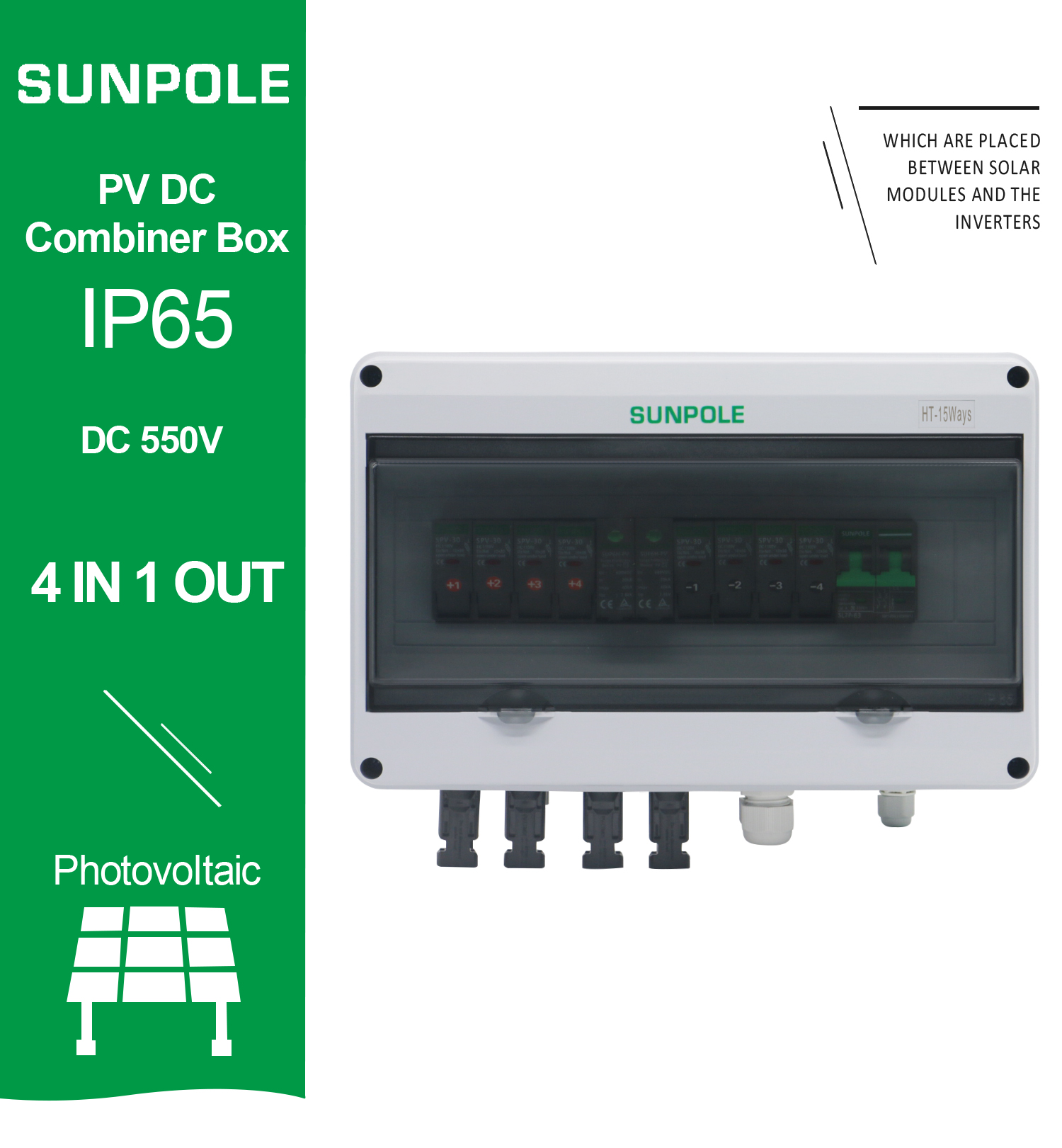 PV Combiner Box 4IN 1OUT 550VDC